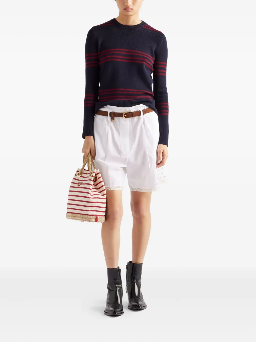 Prada striped ribbed sweater Blauw