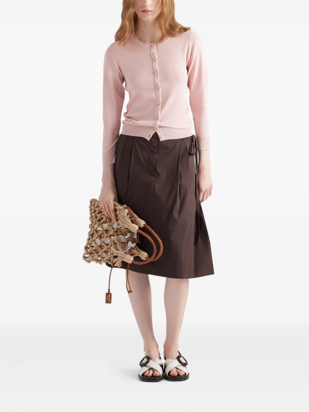 Prada ribbed button-fastening cardigan Roze