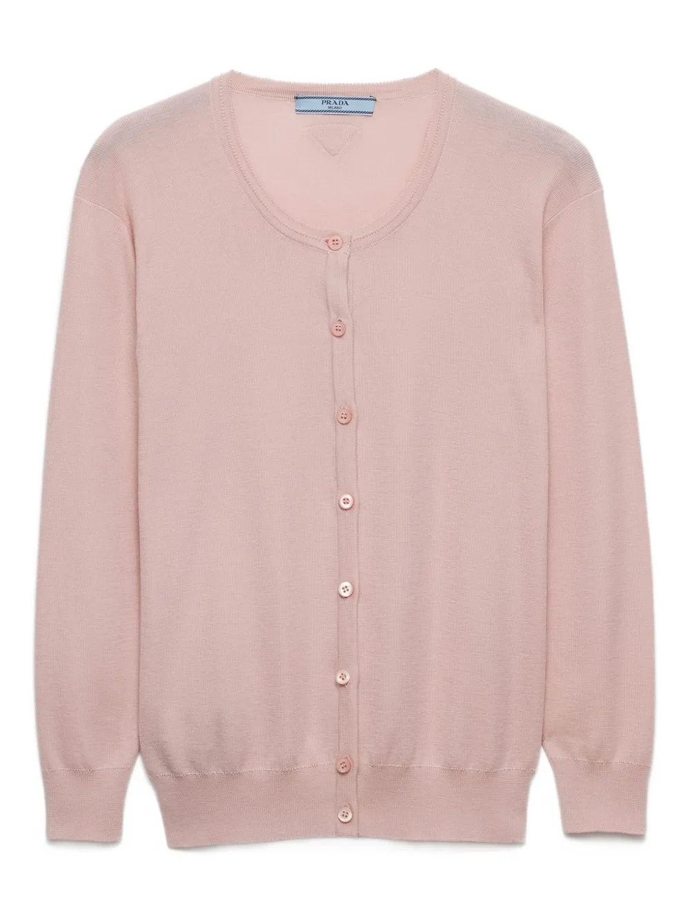 Prada ribbed button-fastening cardigan Roze