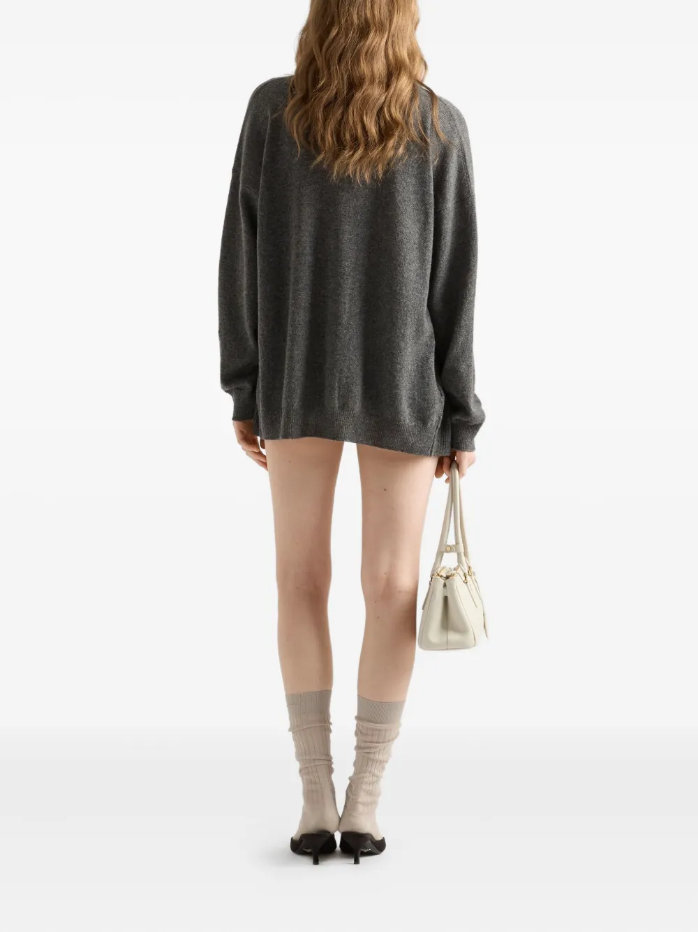 Prada ribbed cashmere cardigan Grijs