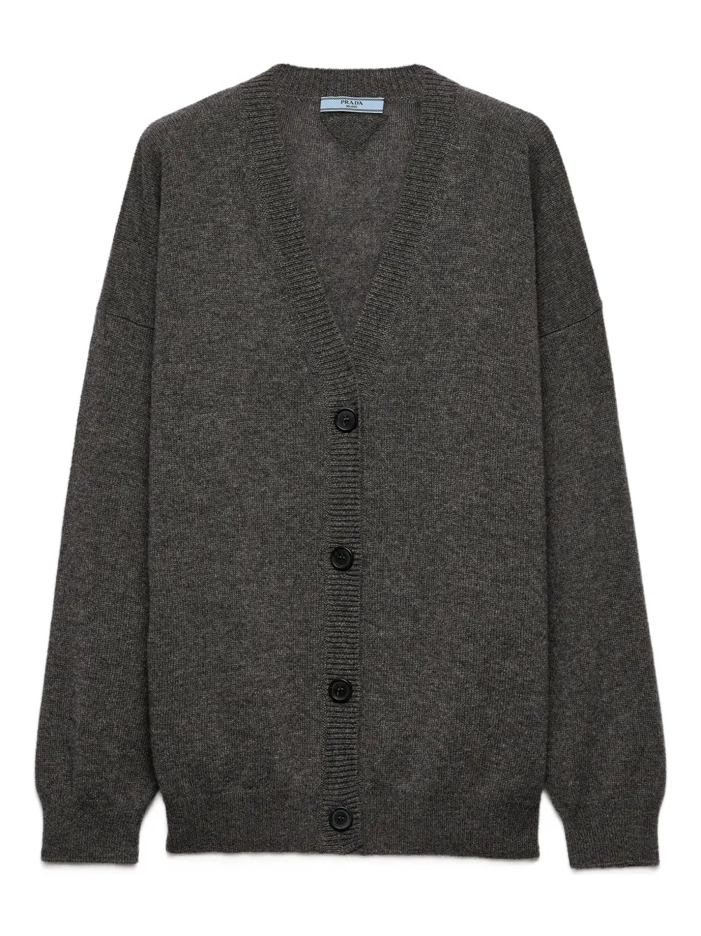 Prada ribbed cashmere cardigan Grijs