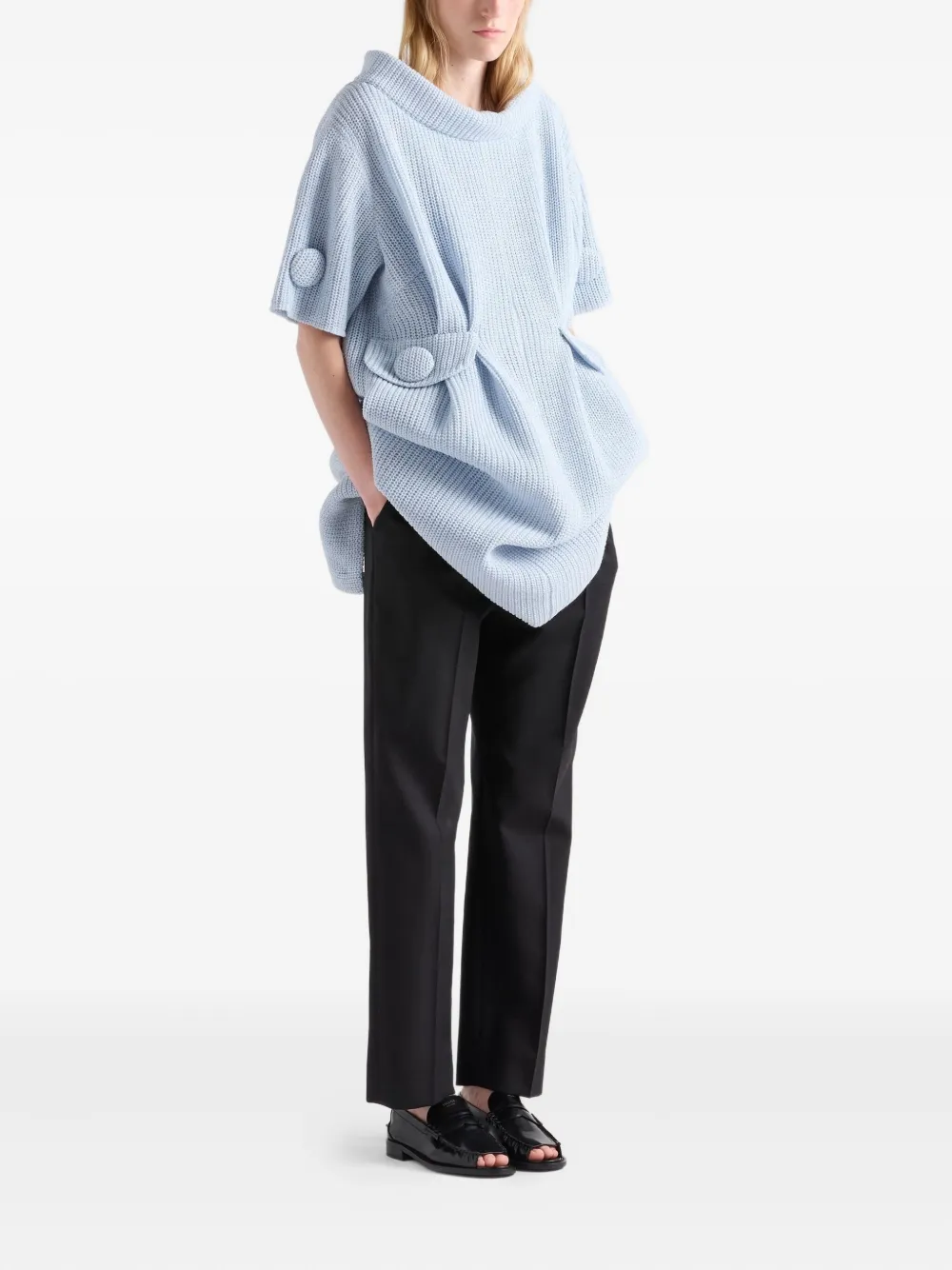 Prada Mouliné wollen gebreide midi-jurk - Blauw