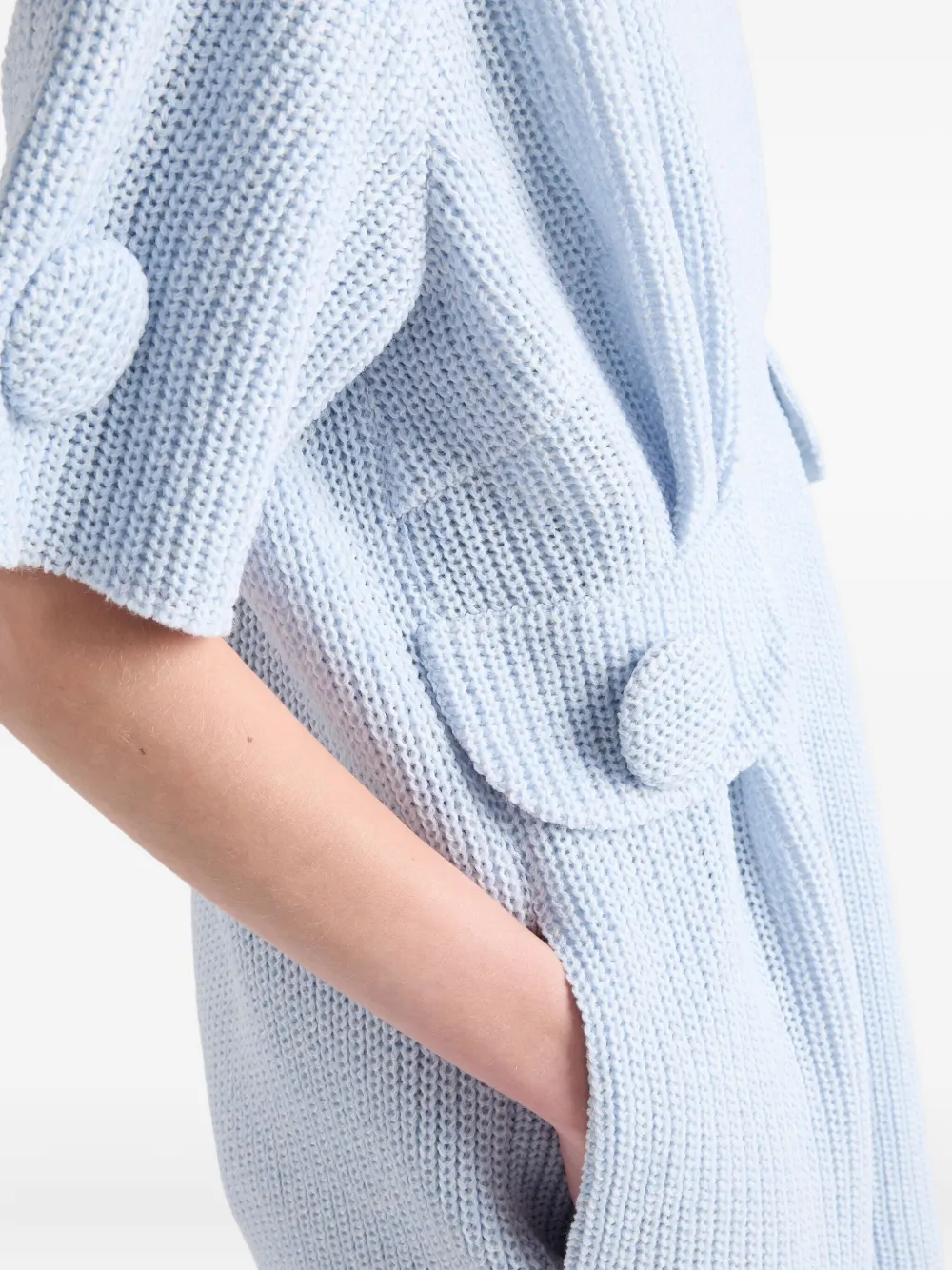 Prada Mouliné wollen gebreide midi-jurk Blauw