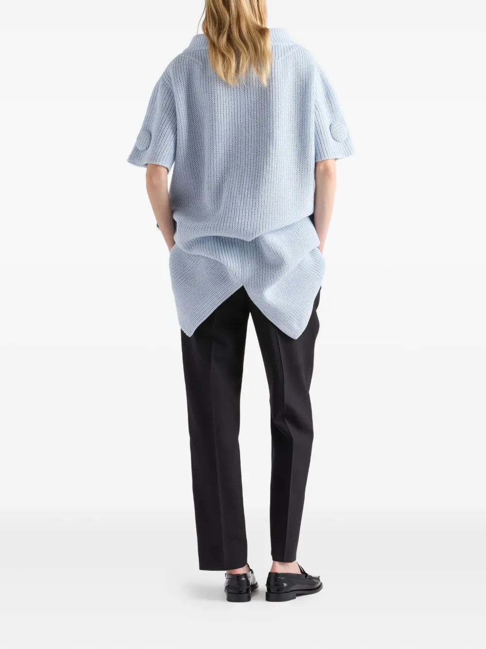 Prada Mouliné wollen gebreide midi-jurk Blauw