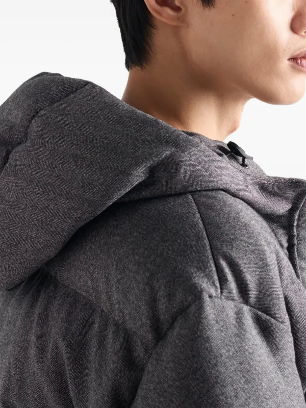 Prada Hooded Padded Jacket | Grey | FARFETCH