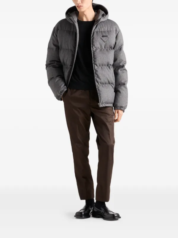 Prada Hooded Padded Jacket | Grey | FARFETCH