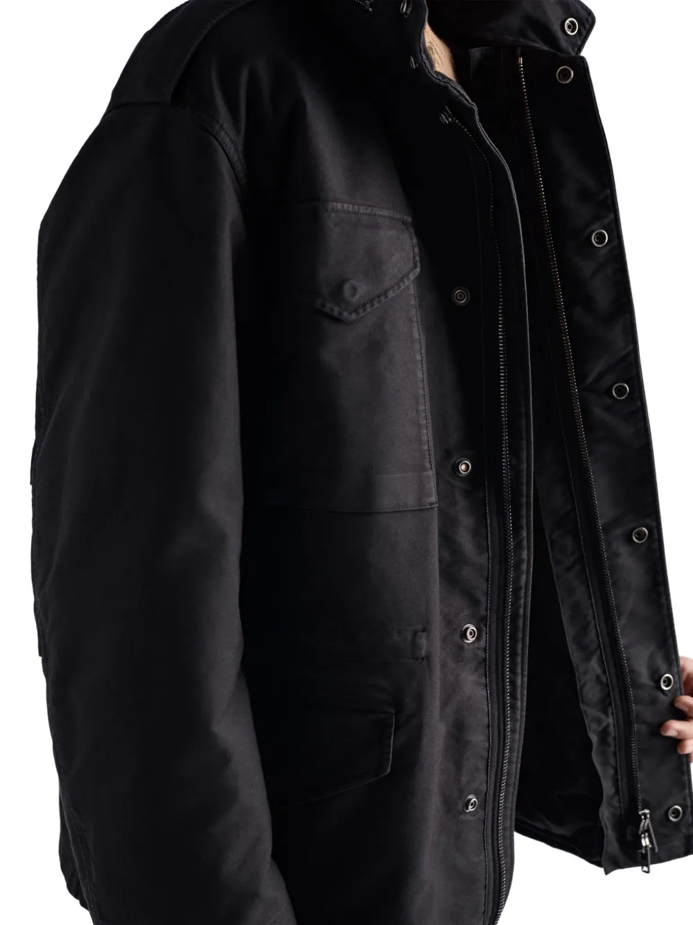 Prada Mens Black High-neck Cotton Down Jacket In Black