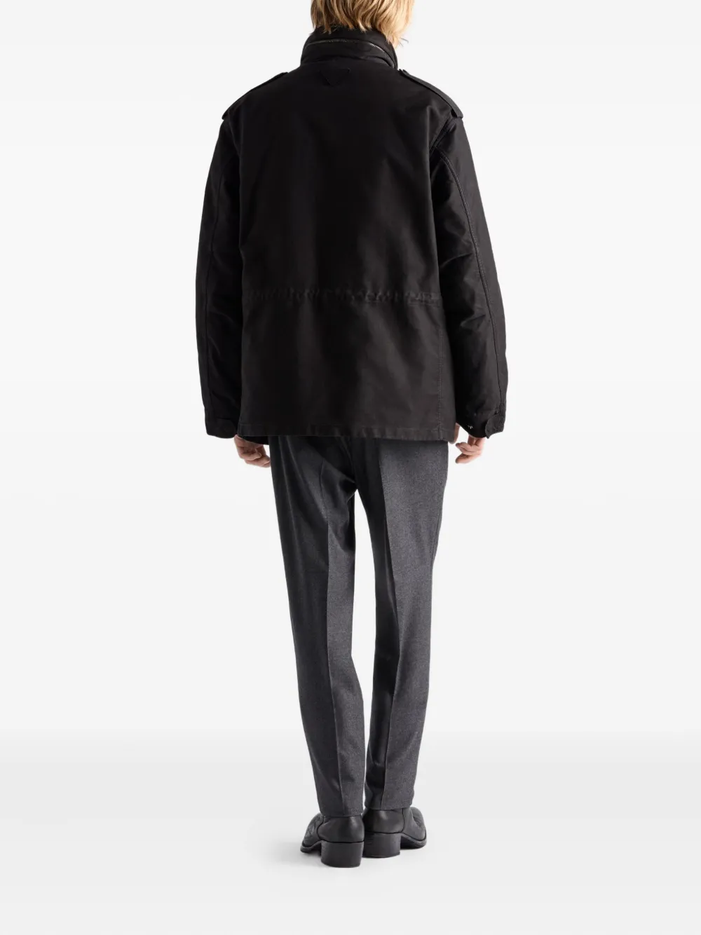 Prada Mens Black High-neck Cotton Down Jacket In Black