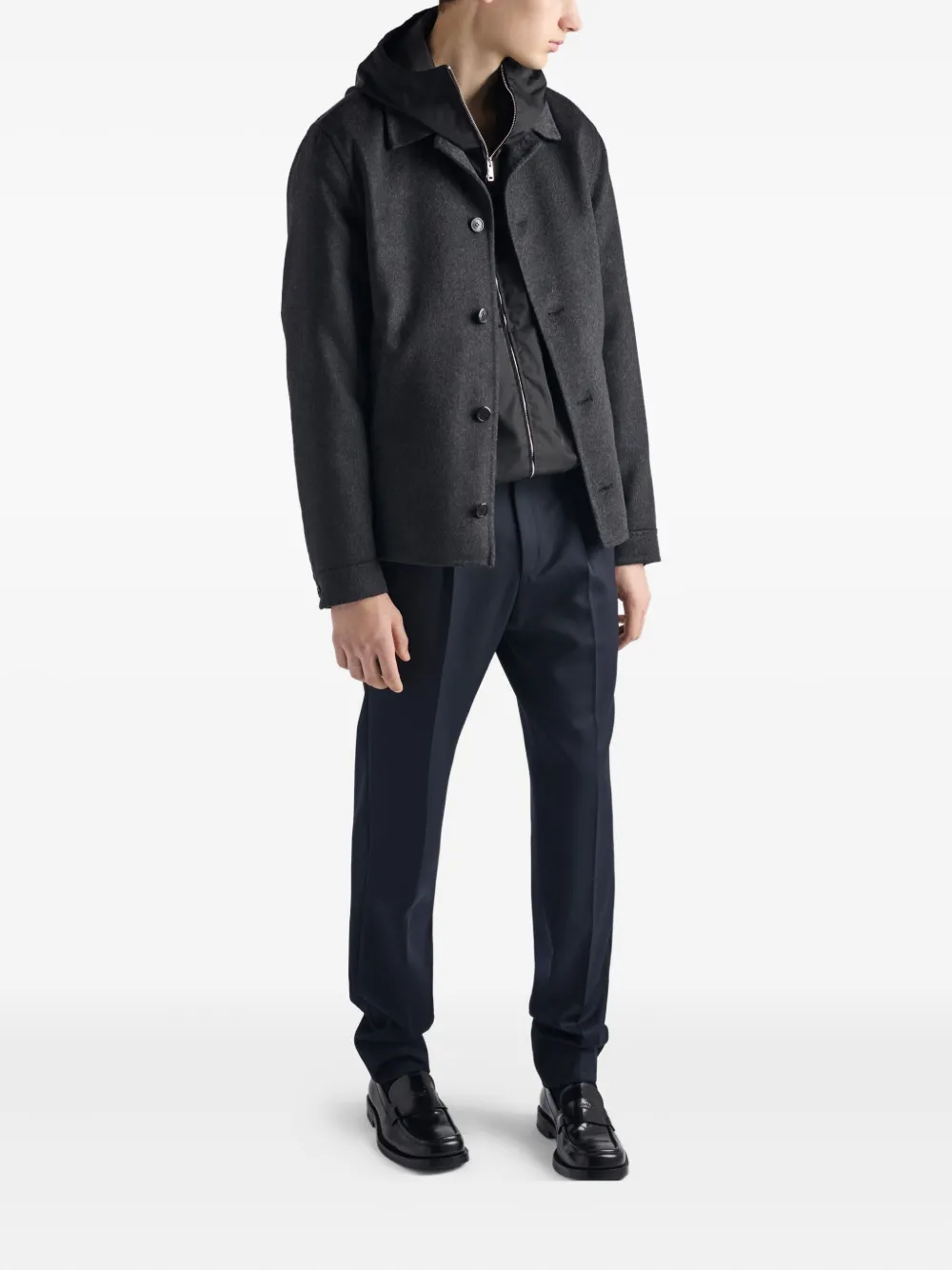 Prada hooded zip-front jacket Zwart