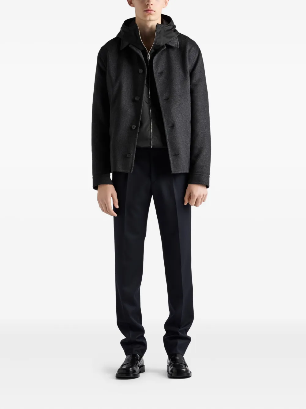 Prada hooded zip-front jacket Zwart