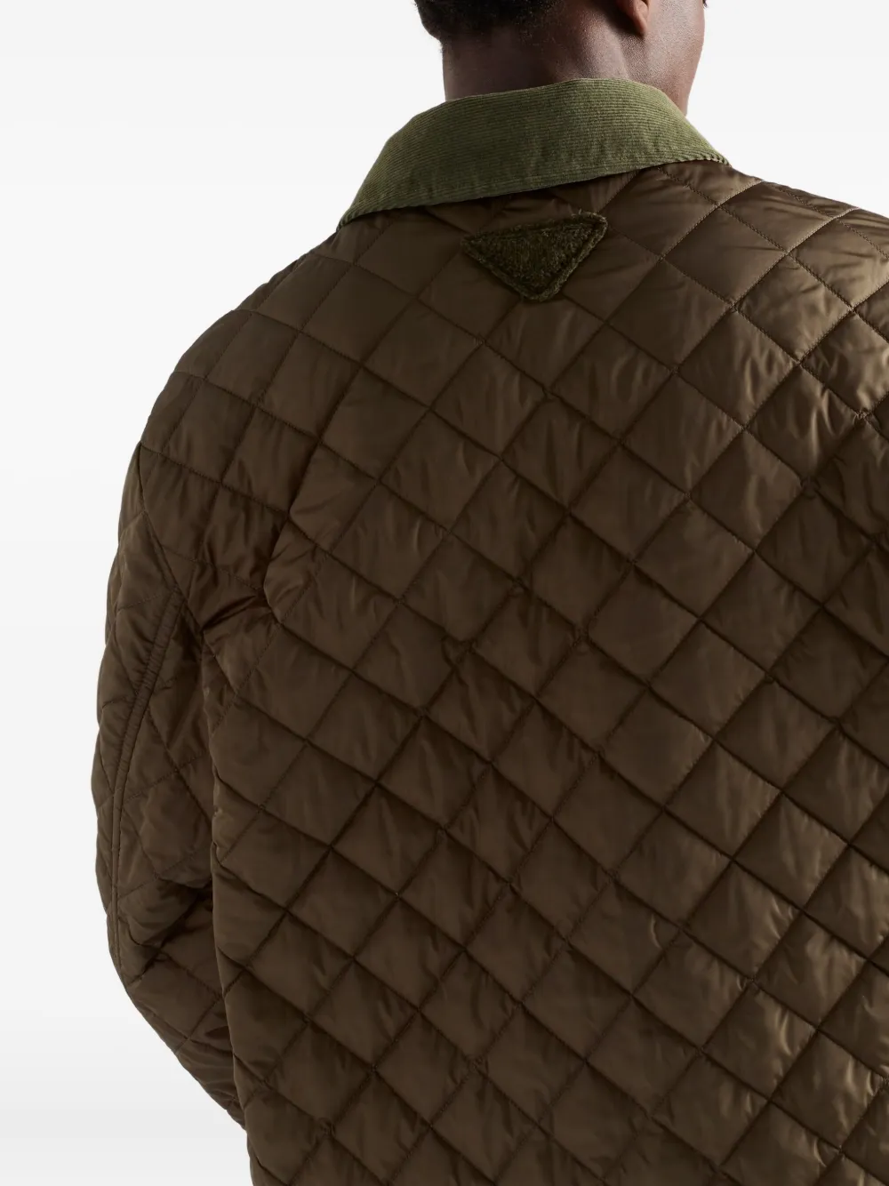 Prada Quilted Corduroy-collar Jacket In Brown
