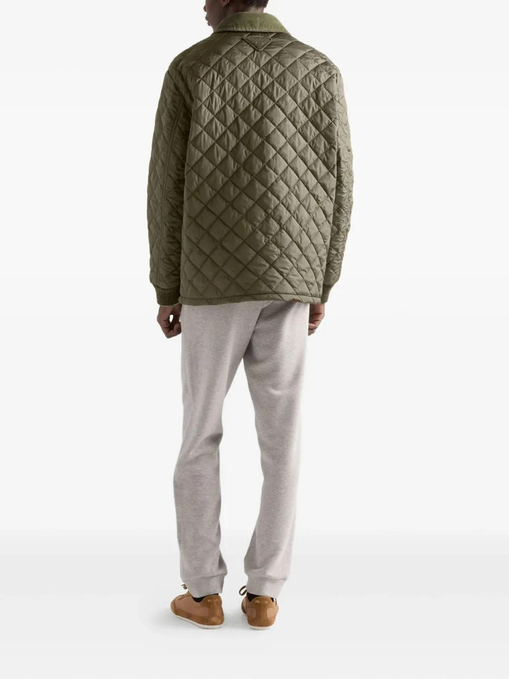  Prada Quilted Corduroy-collar Jacket - Green 