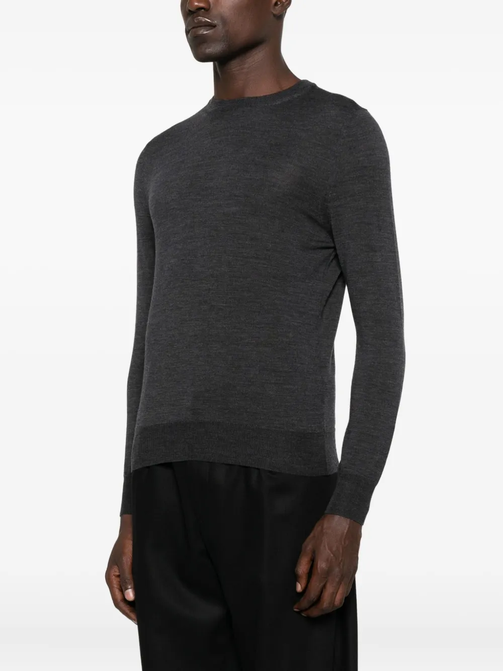 Canali Wollen T-shirt met ronde hals Grijs