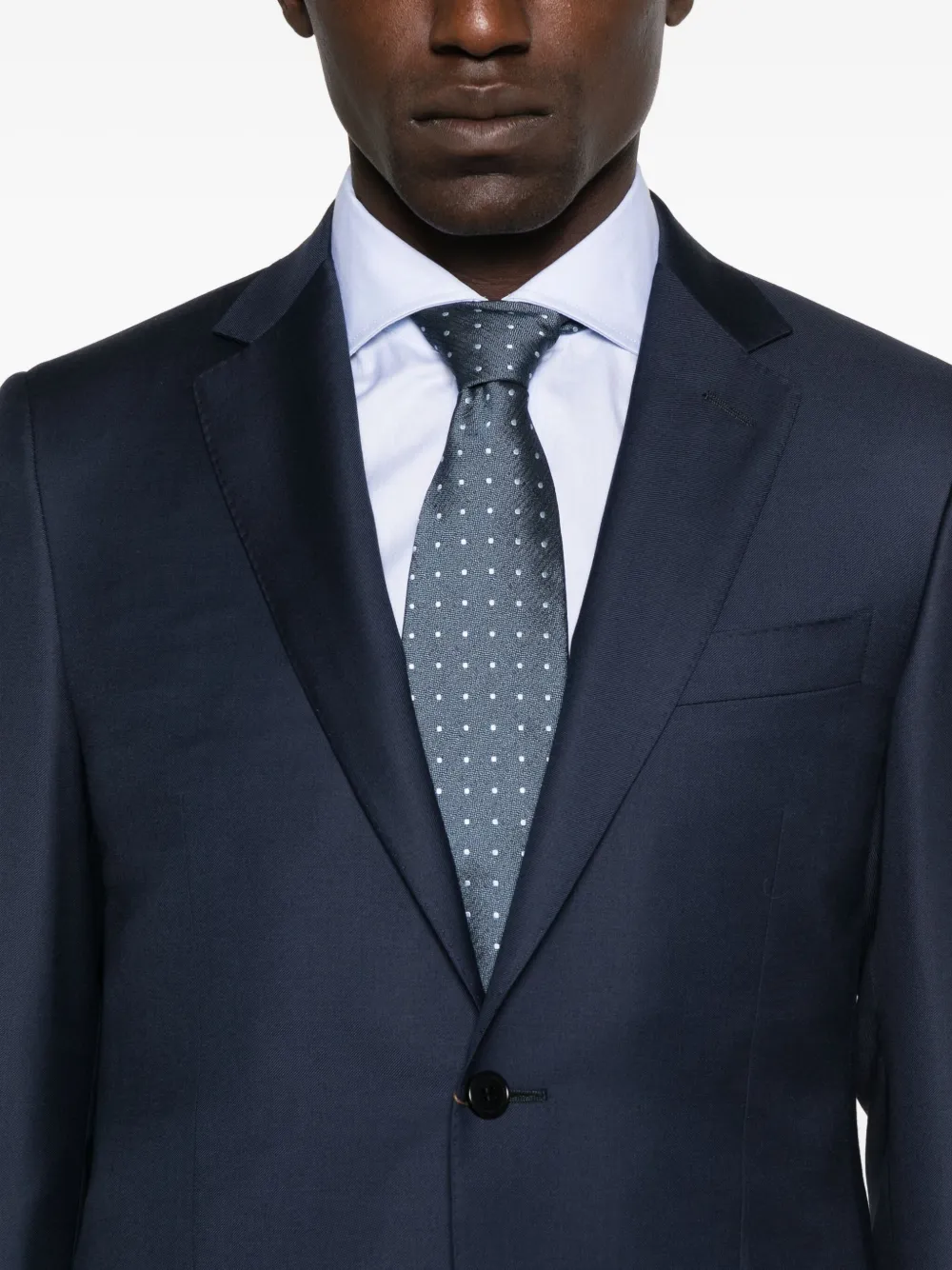 Canali Wollen pak met enkele rij knopen Blauw