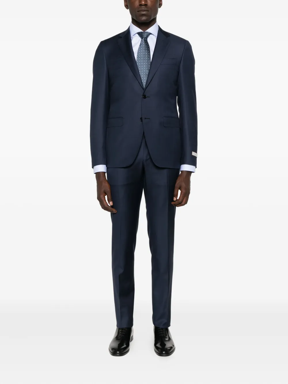 Canali Wollen pak met enkele rij knopen Blauw