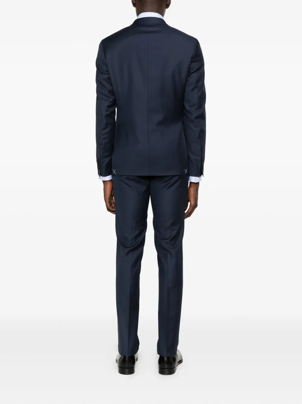 Canali Wollen pak met enkele rij knopen Blauw