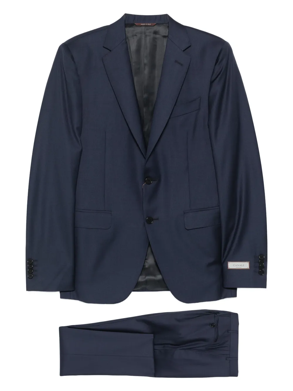 Canali Wollen pak met enkele rij knopen Blauw