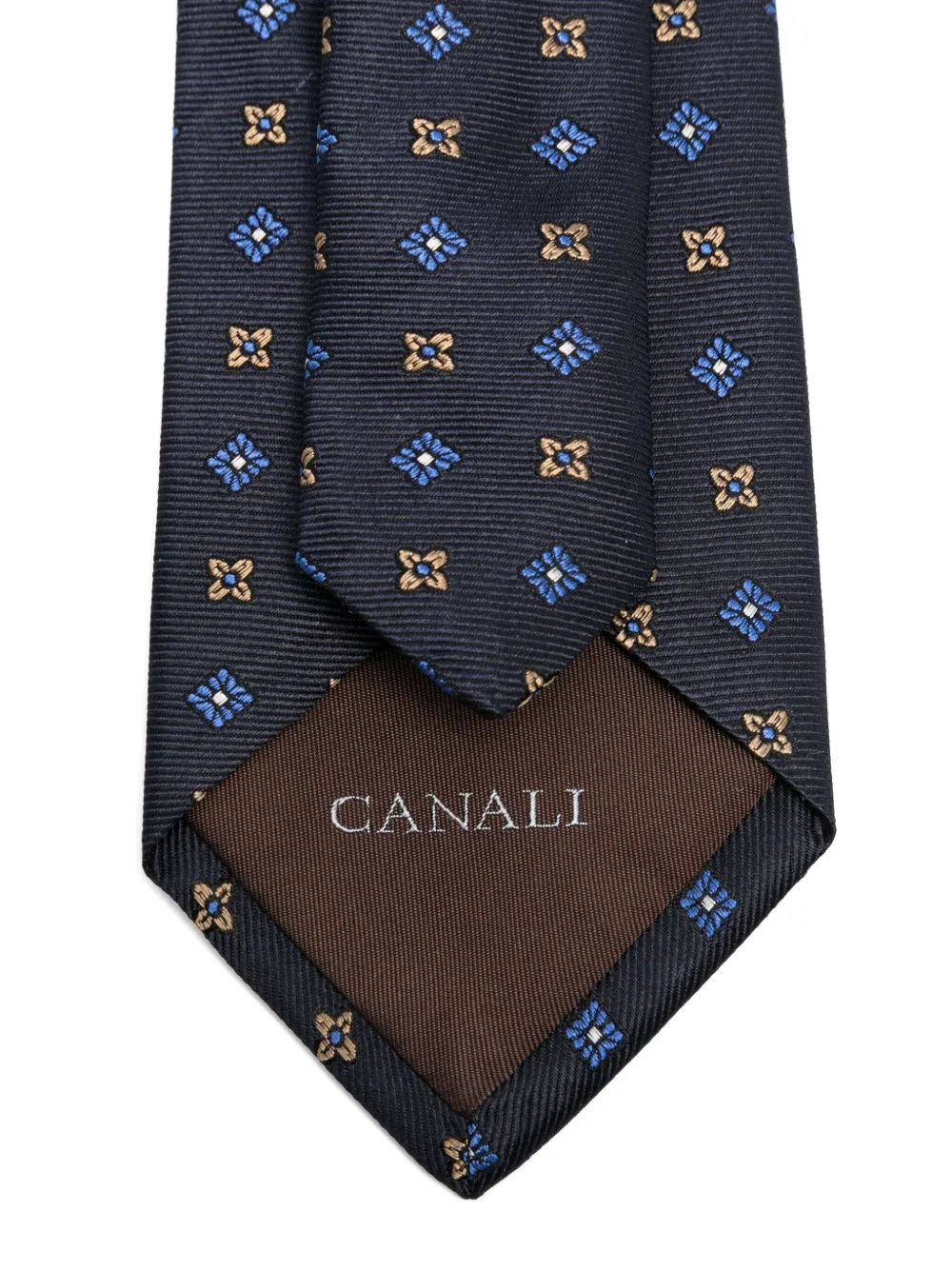 Canali Stropdas met bloemenprint - Blauw