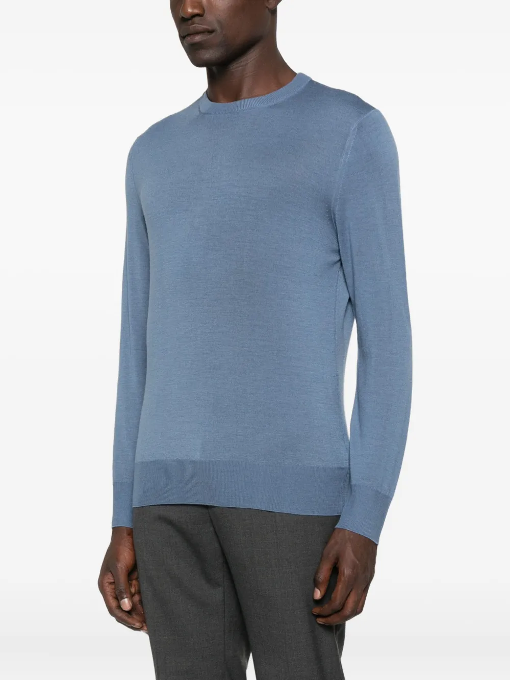 Canali Wollen T-shirt Blauw