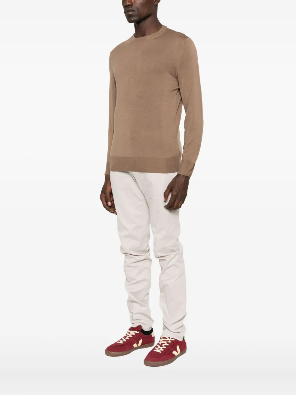 Canali Wollen T-shirt Bruin
