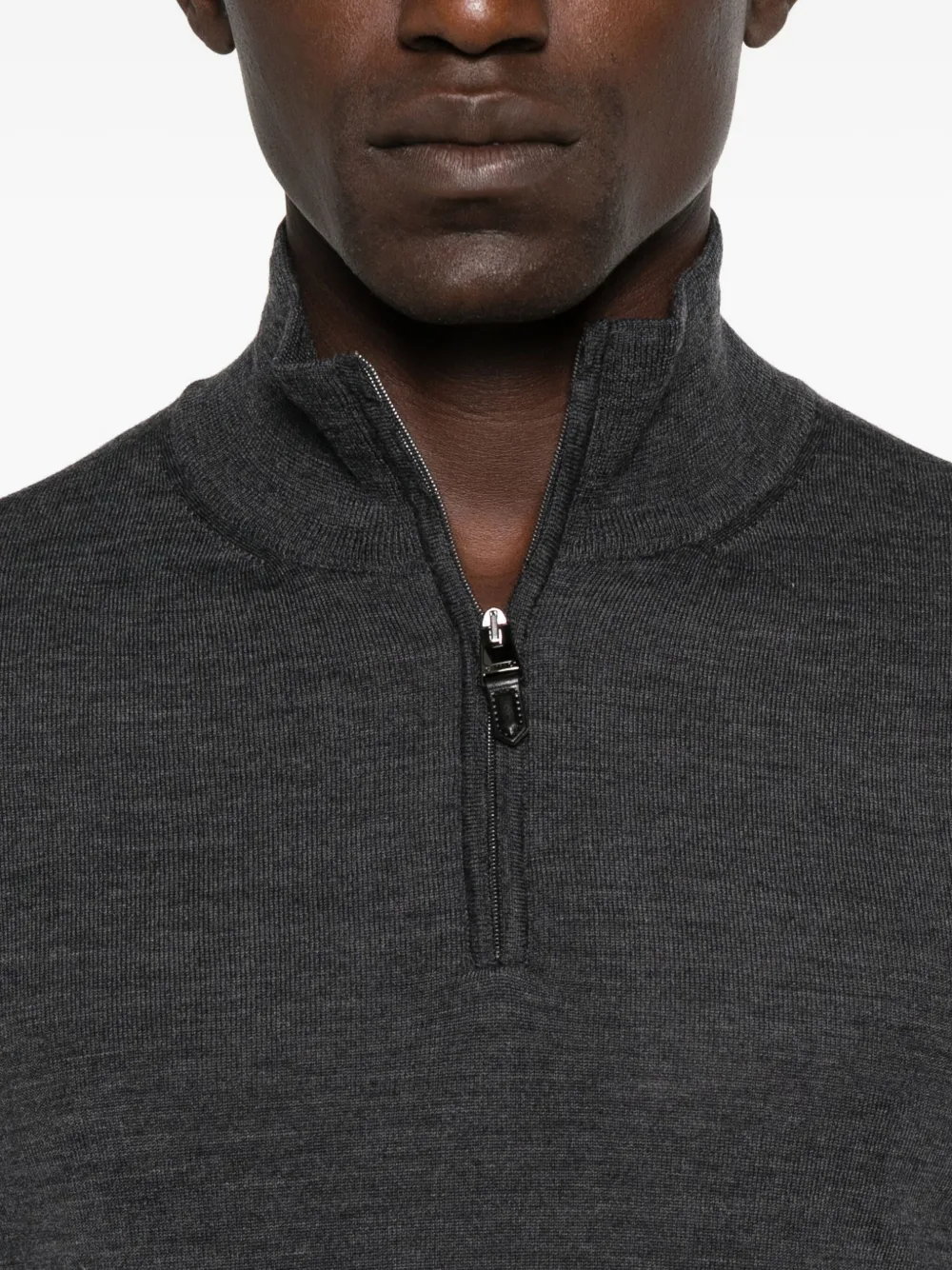 Canali Wollen sweater met rits Grijs
