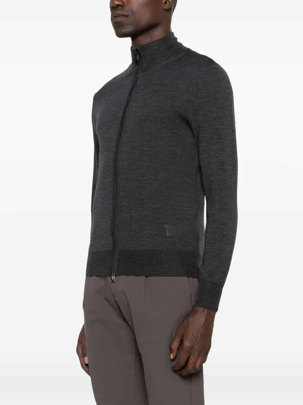 Canali Wollen vest met rits Grijs