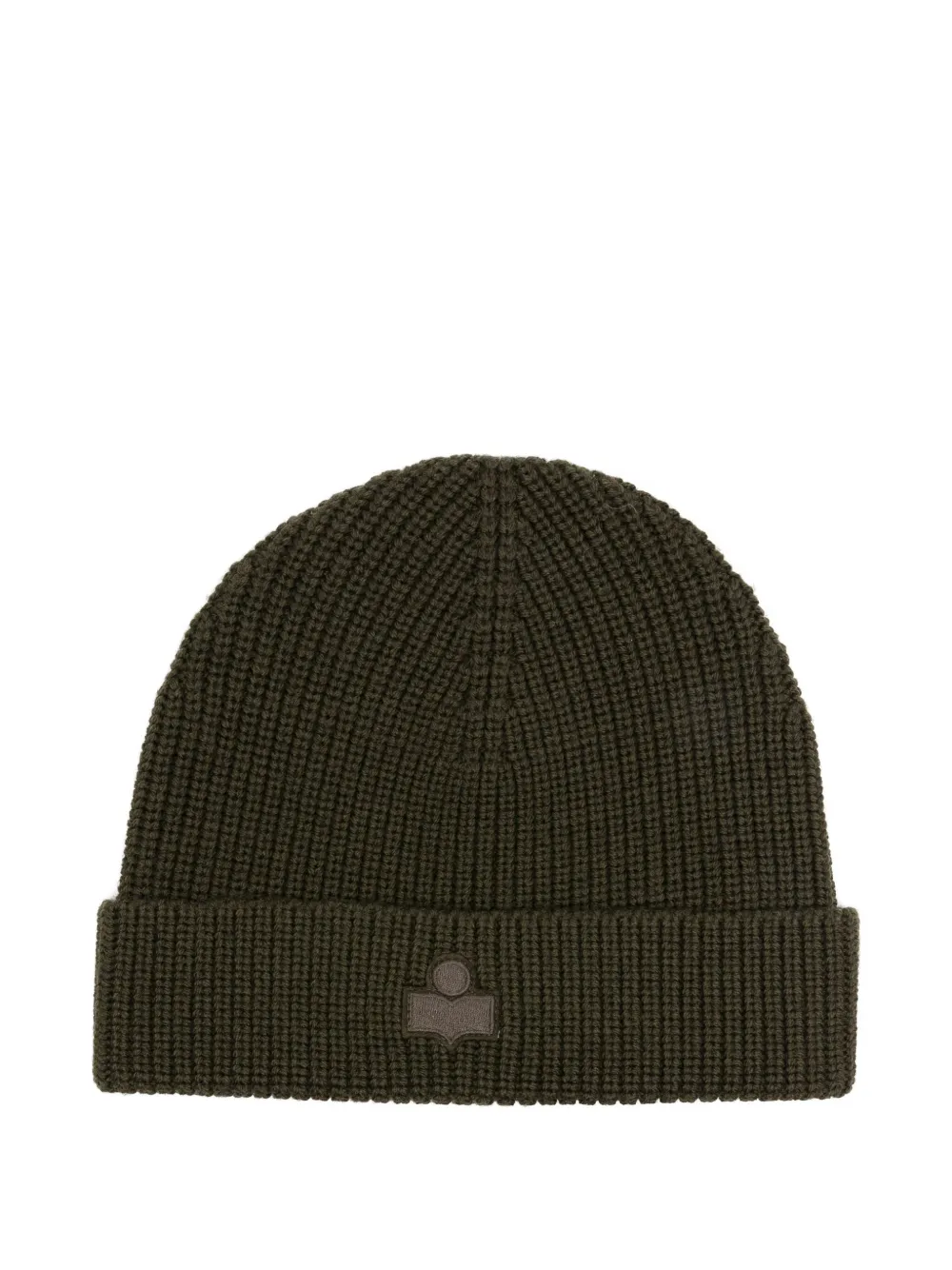 Isabel Marant Ribbed Logo Beanie In Green