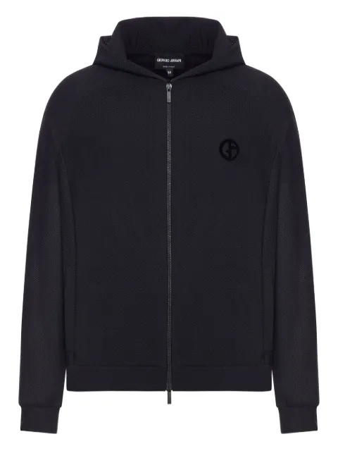Giorgio Armani textured zip-up hooded jacket