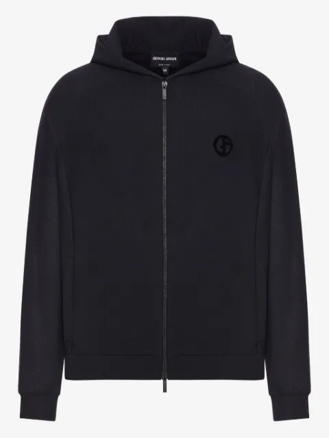 Giorgio Armani textured zip-up hooded jacket
