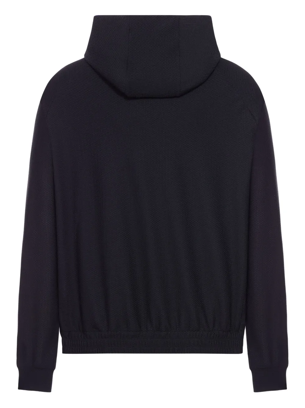 Giorgio Armani textured zip-up hooded jacket Zwart
