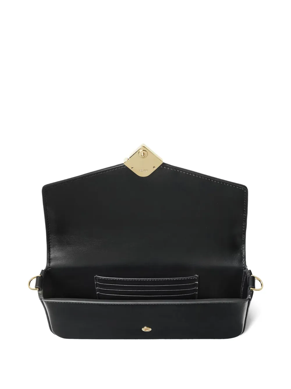FENDI FF-embossed flap wallet-on-chain Zwart