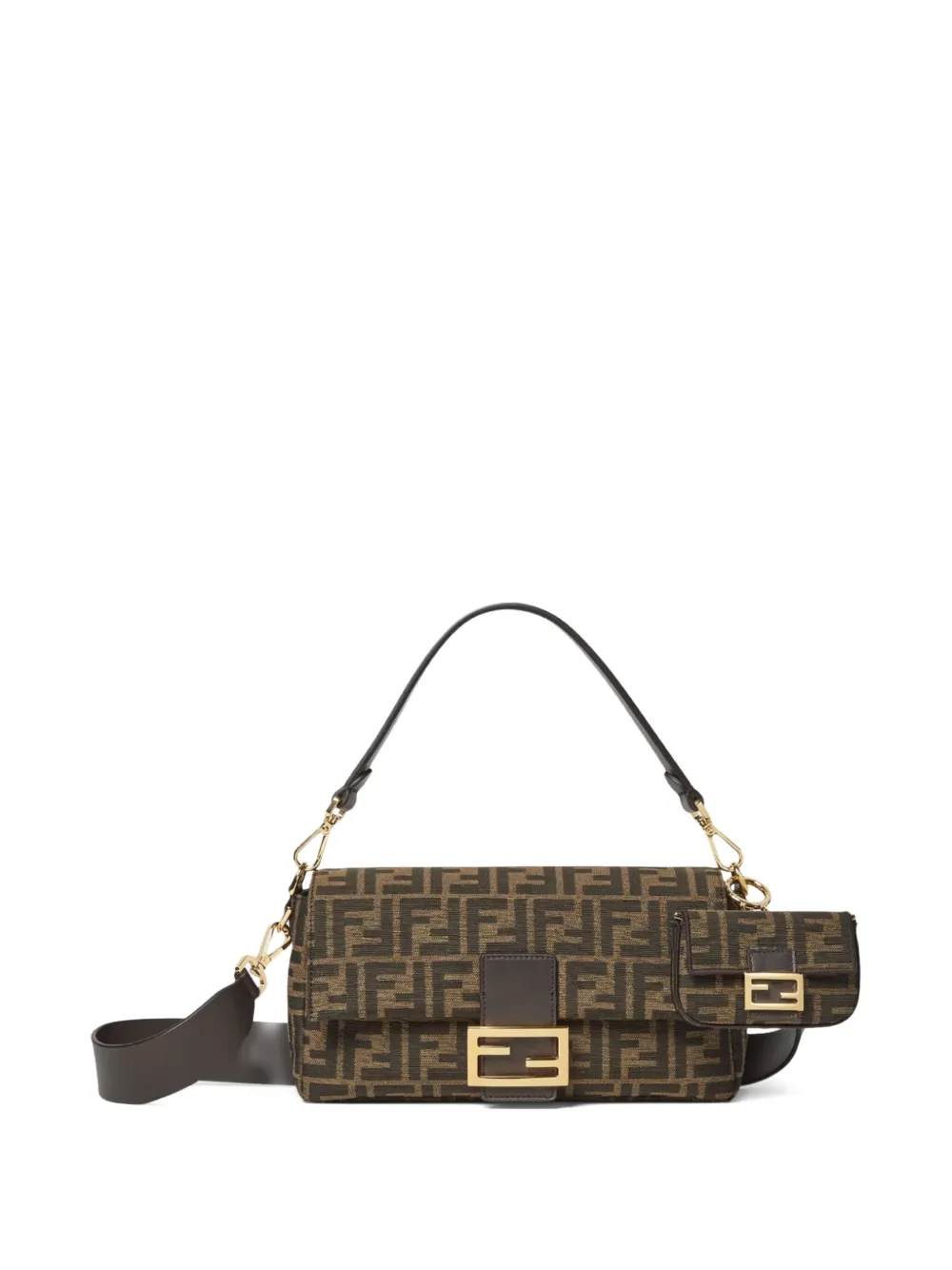 FENDI Nano Baguette FF-jacquard shoulder bag Bruin