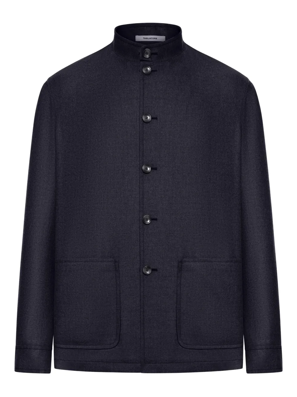 Tagliatore high-neck buttoned wool jacket Blauw