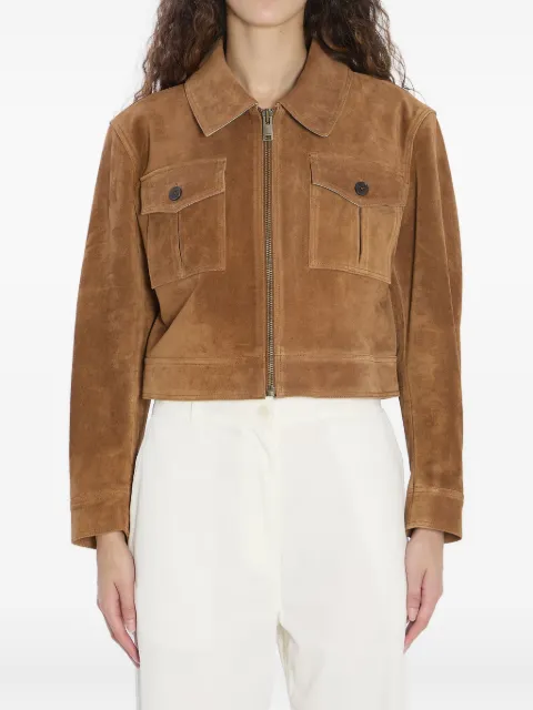 Arma pointed-collar flap-pocket suede jacket