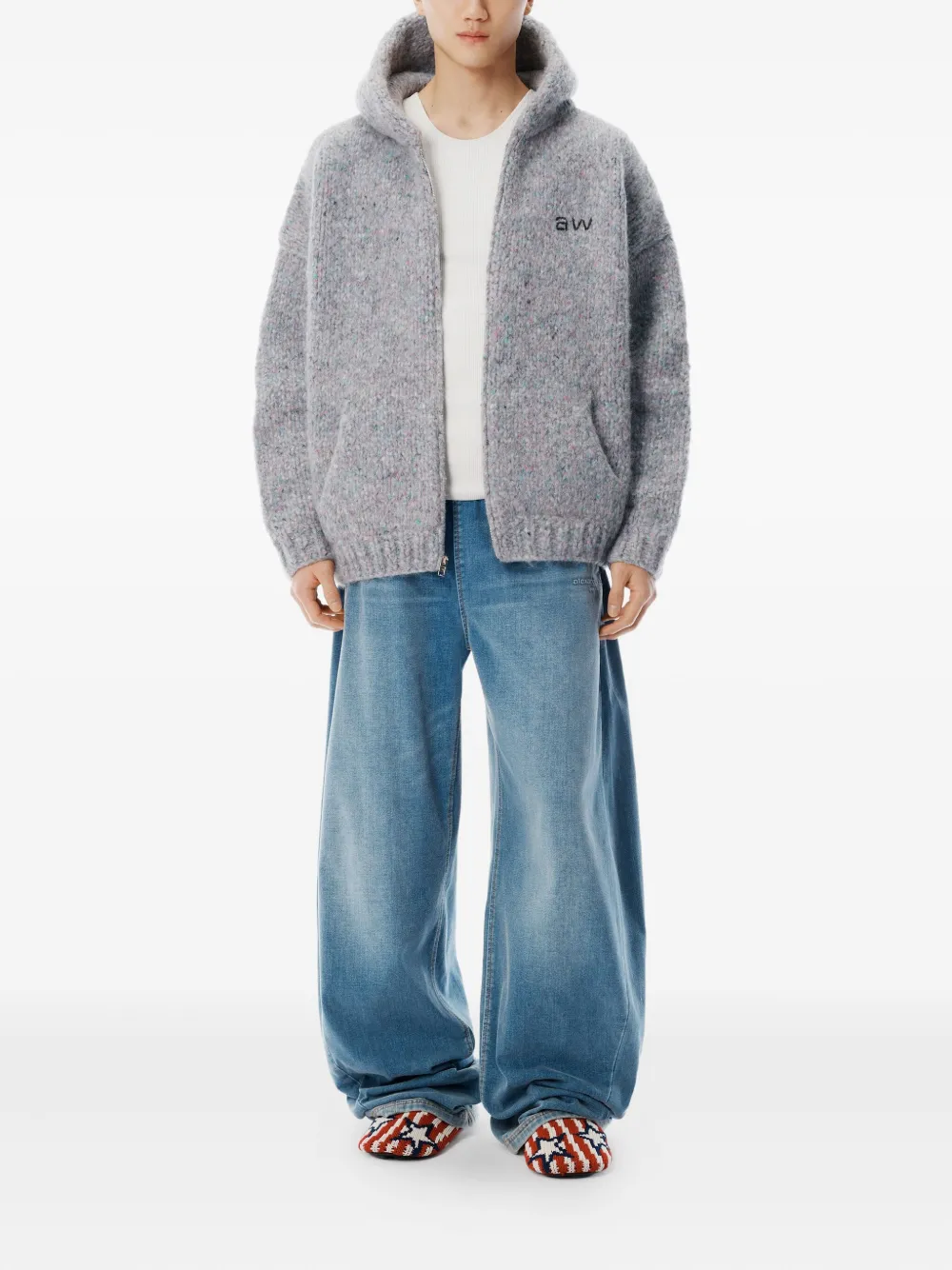 Alexander Wang Gebreide hoodie met rits - Grijs