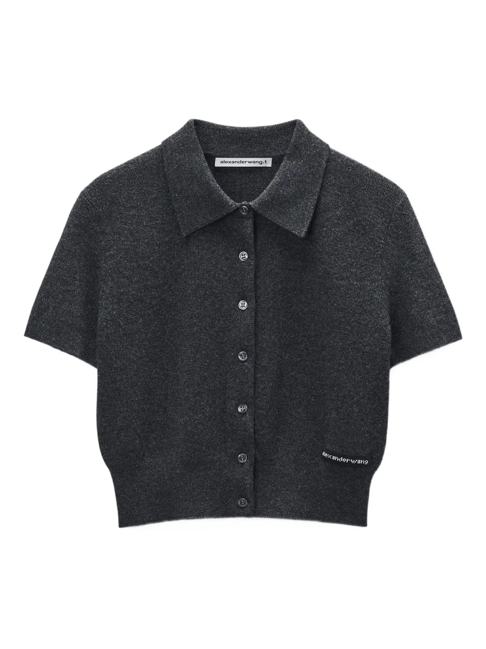 Alexander Wang logo-patch polo-collar cardigan | Black | Image 1