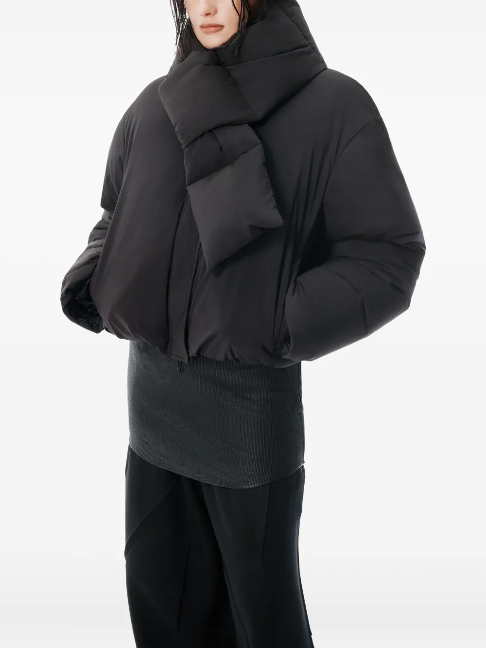 Alexander Wang Cropped Puffer Jacket In Black