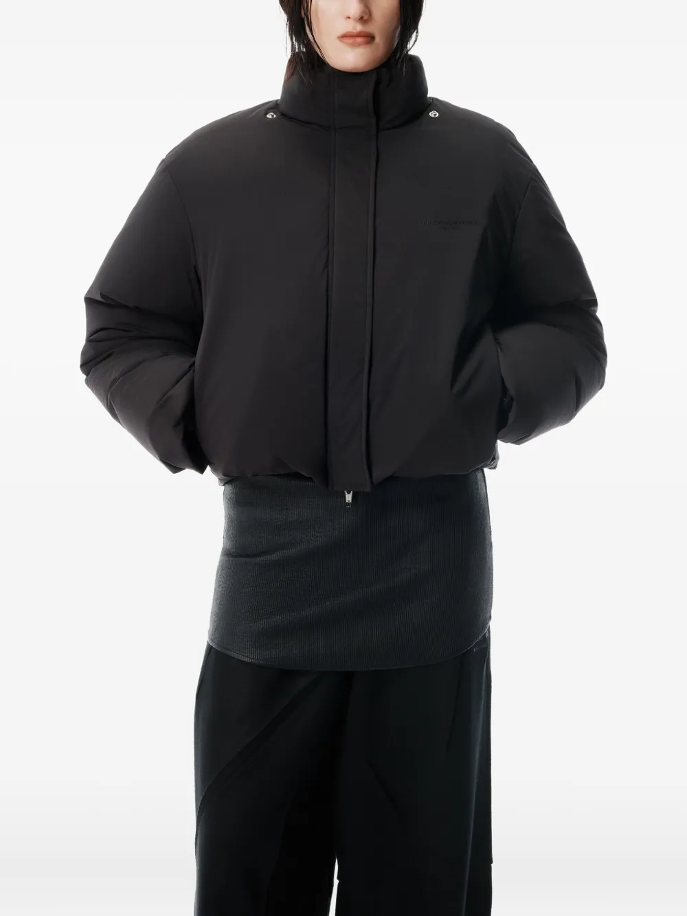 Alexander Wang Cropped Puffer Jacket In Black