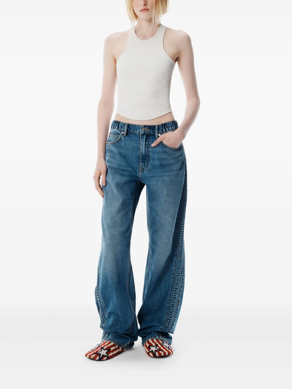 Alexander Wang Broek met ballonpijpen en logodetail - Blauw