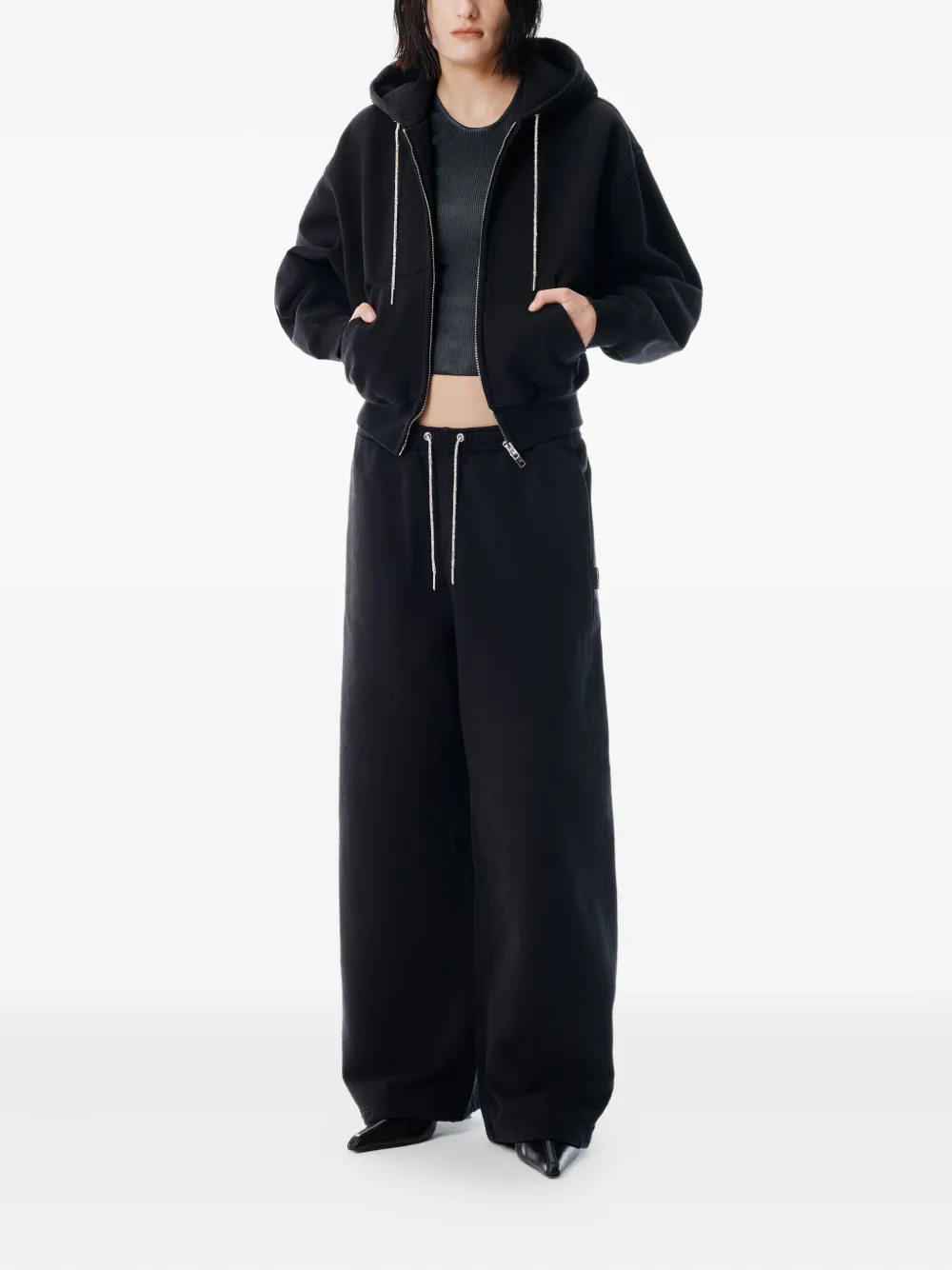 Alexander Wang rhinestone-drawcord zip-up hoodie | Hooded Jackets | Image 2