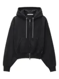 Alexander Wang rhinestone-drawcord zip-up hoodie - Black