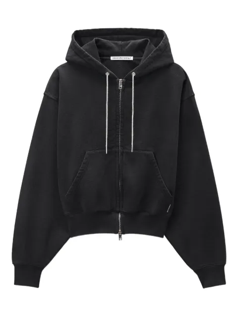Alexander Wang rhinestone-drawcord zip-up hoodie