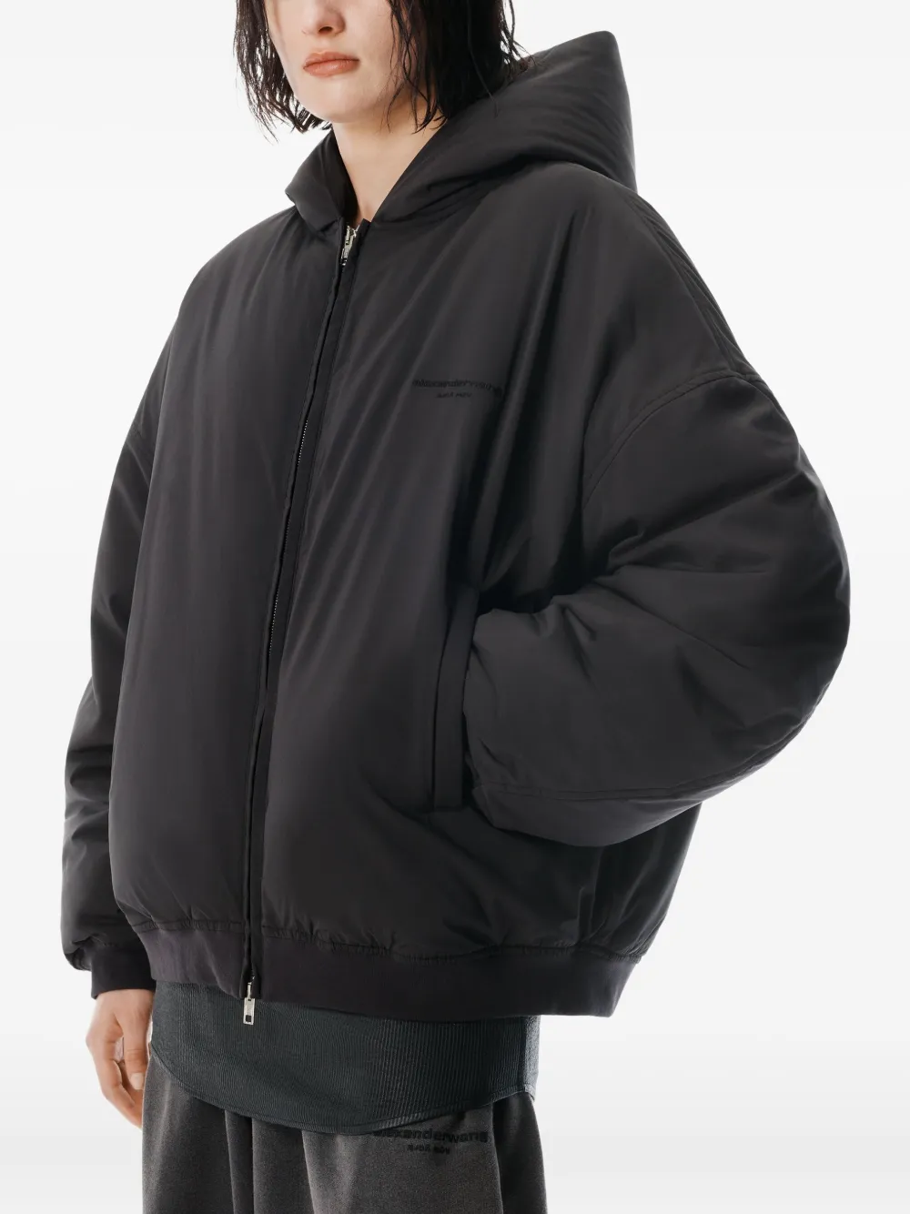 Alexander Wang Hooded Puffer Jacket In Black