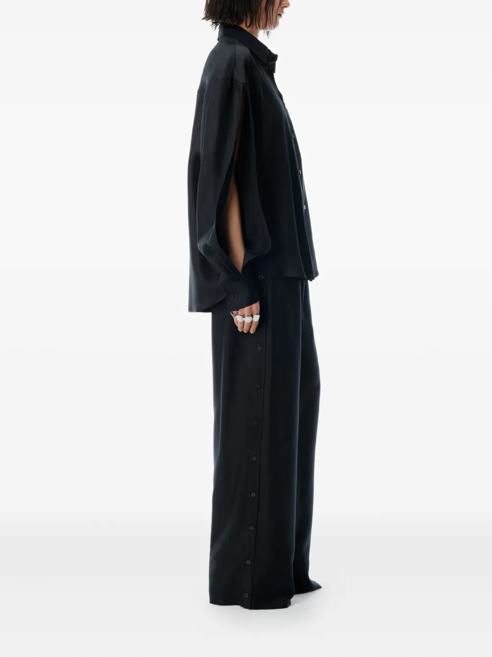 Alexander Wang slashed-sleeve shirt - Zwart