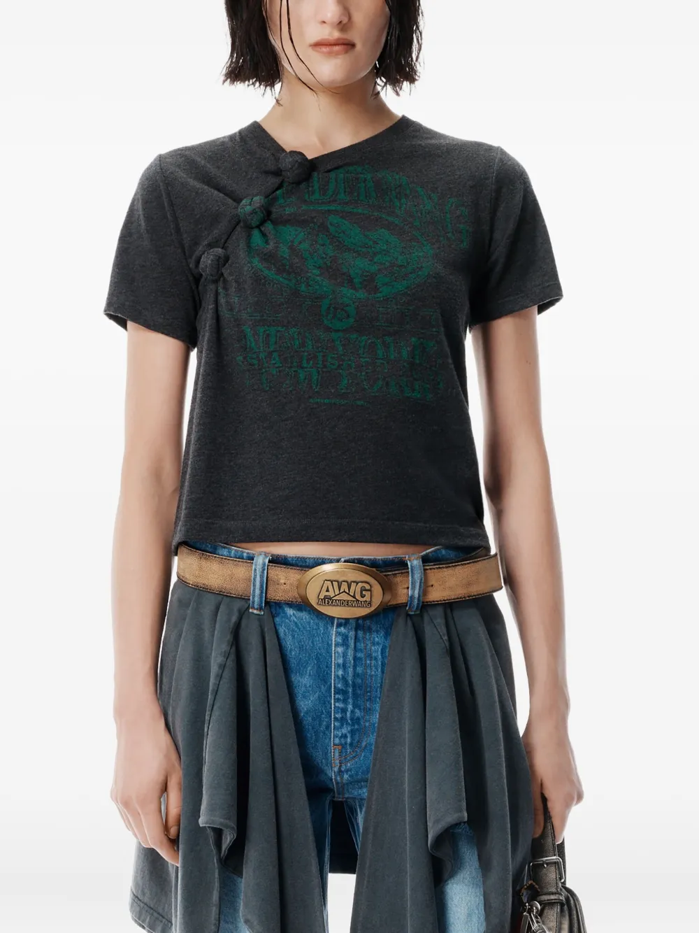 Alexander Wang Knotted Graphic T-shirt In Blue