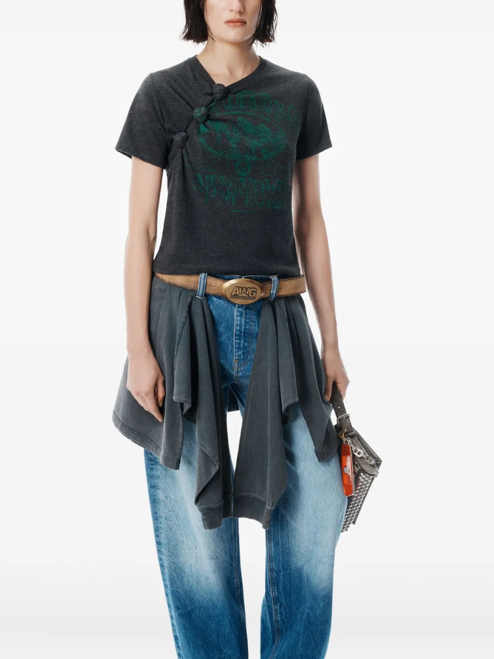 Alexander Wang Knotted Graphic T-shirt In Blue