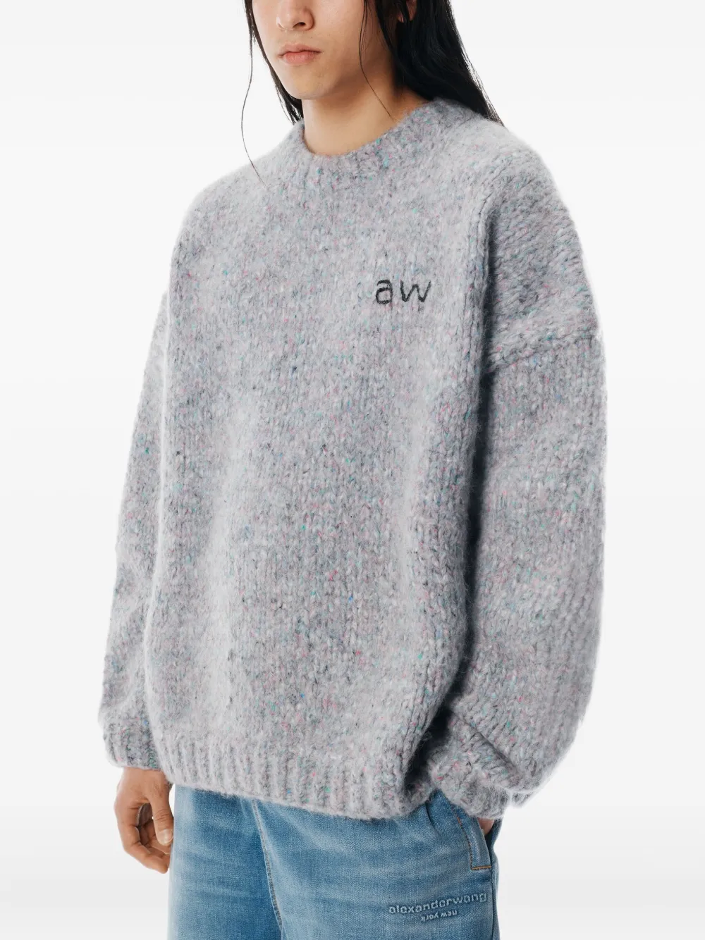 Alexander Wang Sweater met borduurwerk en ronde hals Grijs