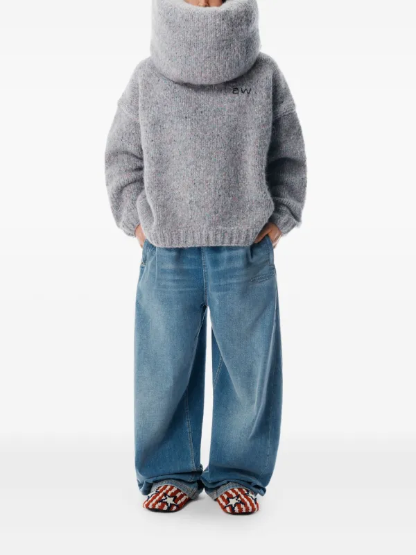 Alexander Wang Embroidered crew-neck Sweater | Grey | FARFETCH