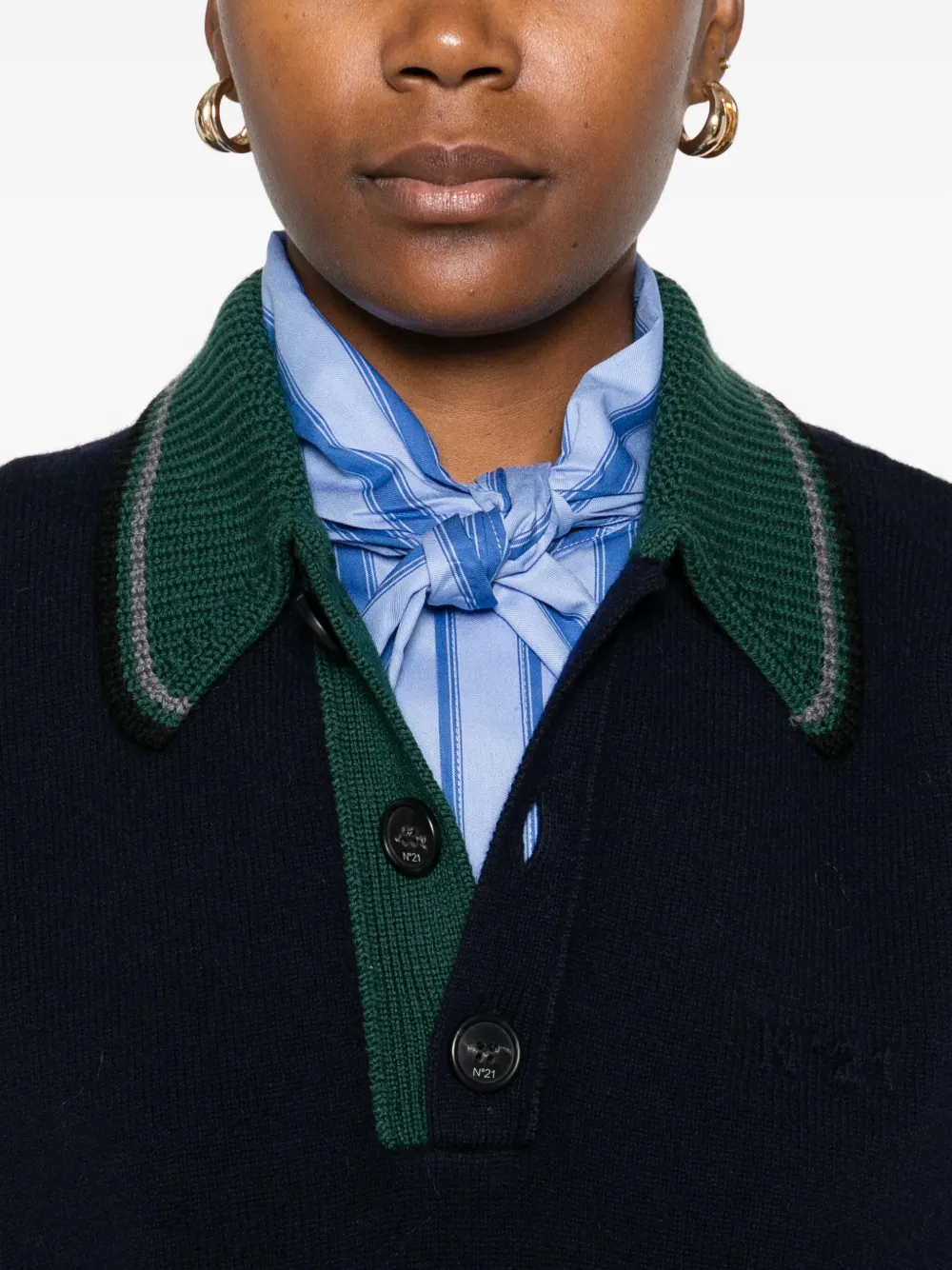 N°21 Buttoned Polo Top In Blue