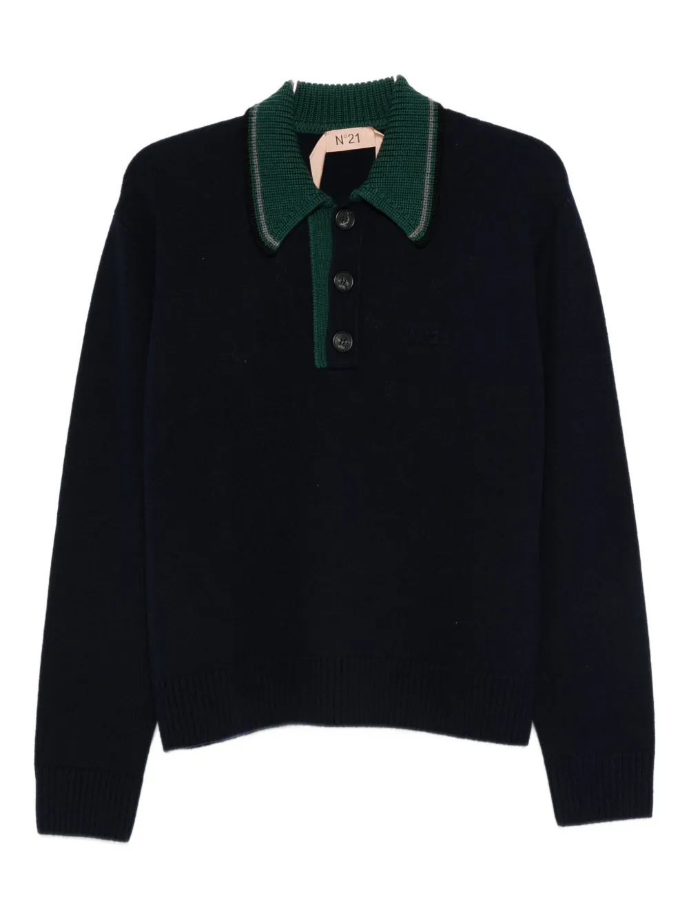 N°21 Buttoned Polo Top In Blue